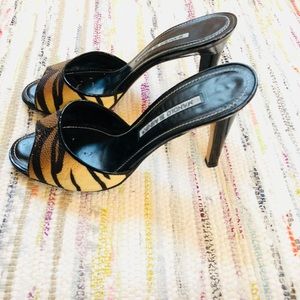 Manolo Blahnik Zebra Print Sandals Size 38 1/2